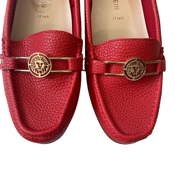 Anne Klein Arodion Red Wine Loafers Women’s 10W Slip On Flats Gold Detail iFlex - Picture 1 of 9